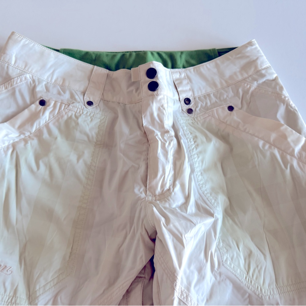 Burton Snowboard Pants, S, Cream w/ Green Accents, pockets, pockets pockets NWOT